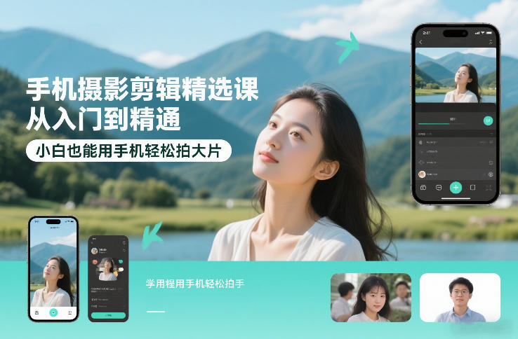 手机摄影剪辑精选课，从入门到精通，小白也能用手机轻松拍大片-HEIXMI（中国站）