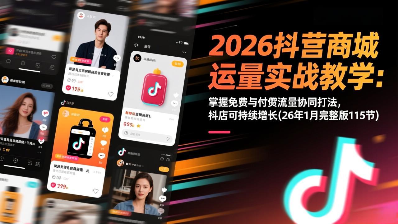 2026抖音商城运营实战教学：掌握免费与付费流量协同打法，抖店可持续增长(26年1月完整版115节-HEIXMI（中国站）