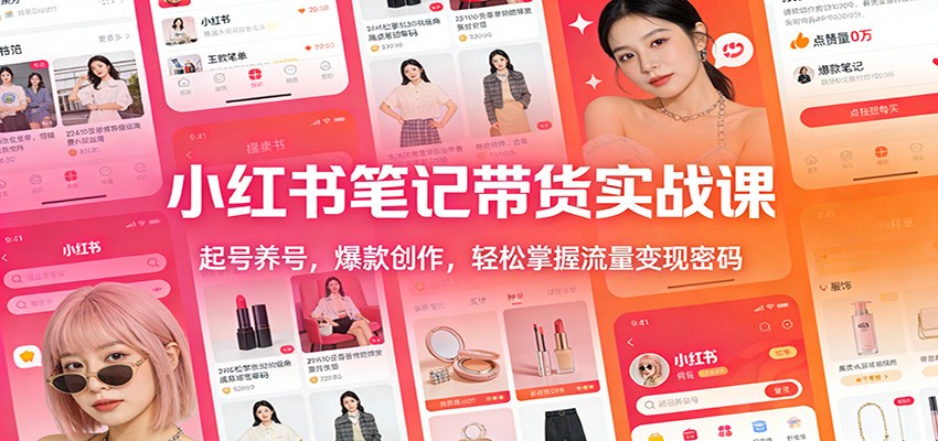 小红书笔记带货实战课：起号养号，爆款创作，轻松掌握流量变现密码-HEIXMI（中国站）