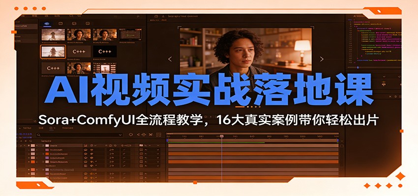 AI视频实战落地课：Sora+ComfyUI全流程教学，16大真实案例带你轻松出片-HEIXMI（中国站）
