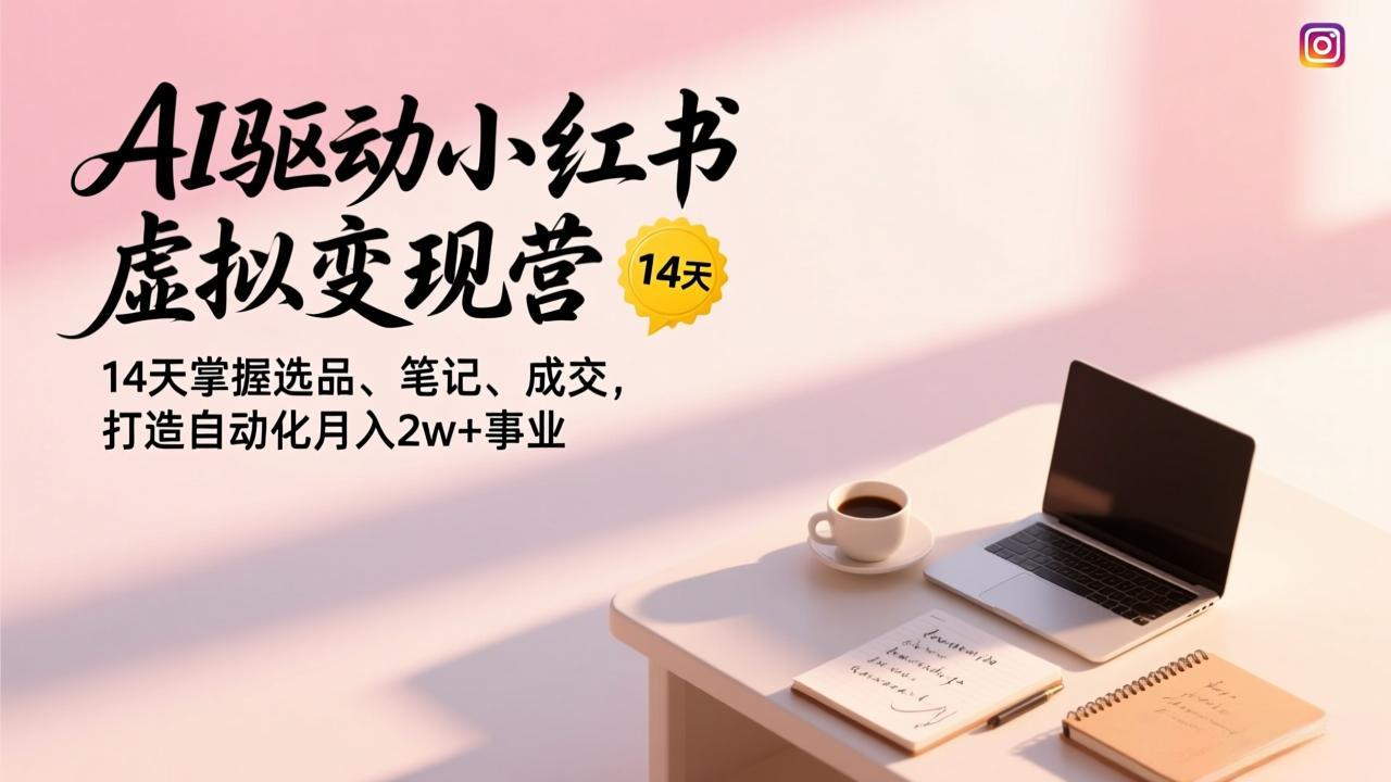 AI驱动小红书虚拟变现营，14天掌握选品、笔记、成交，打造自动化月入2w+事业-HEIXMI（中国站）