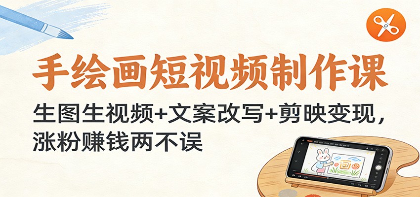 手绘画短视频制作课：生图生视频+文案改写+剪映变现，涨粉赚钱两不误-HEIXMI（中国站）