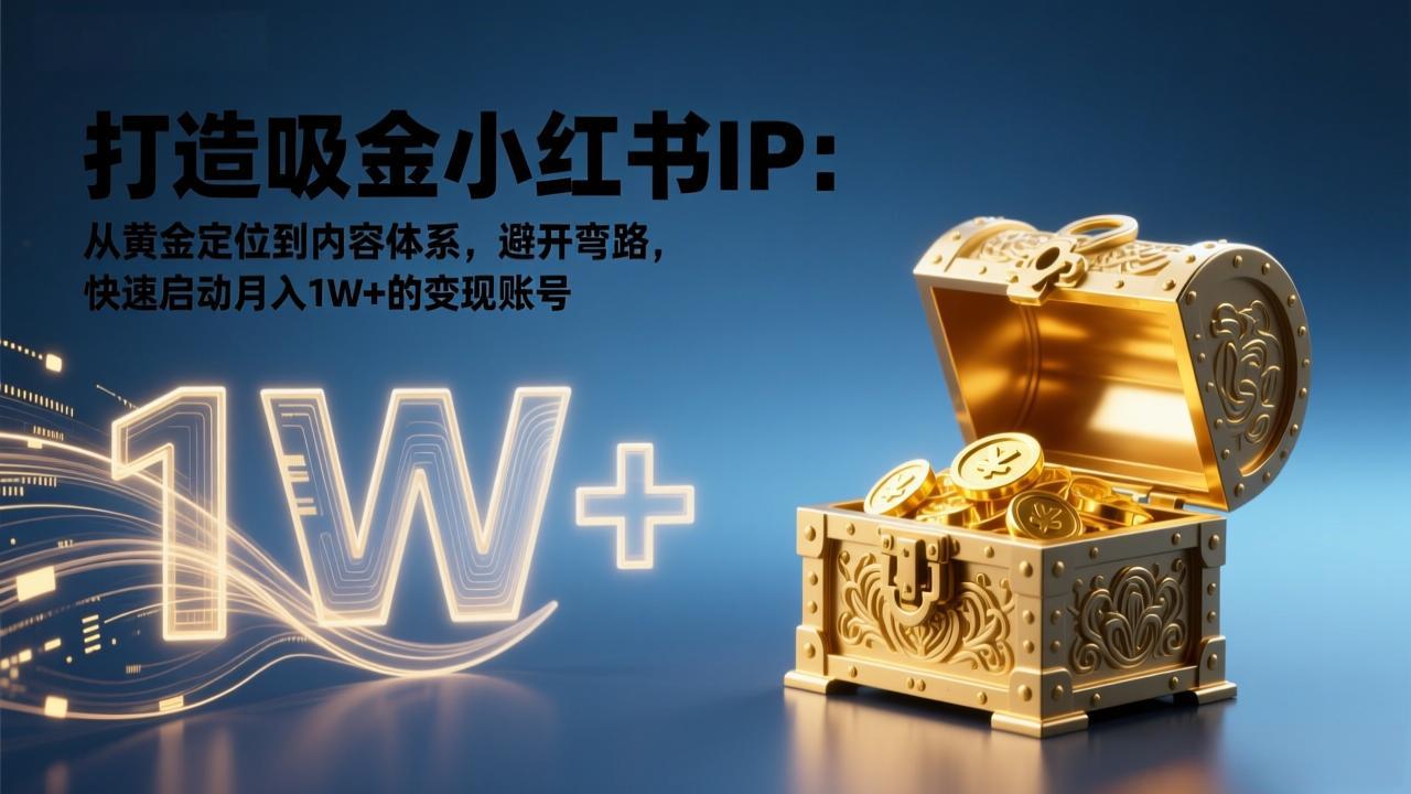 打造吸金小红书IP：从黄金定位到内容体系，避开弯路，快速启动月入1W+的变现账号-HEIXMI（中国站）