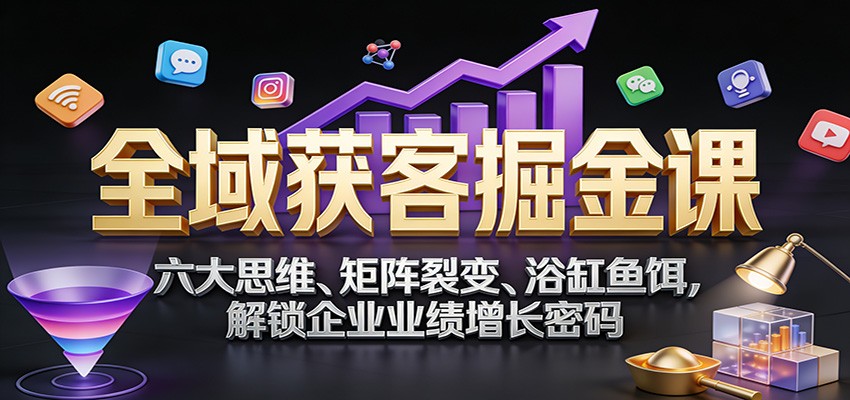 全域获客掘金课：六大思维、矩阵裂变、浴缸鱼饵，解锁企业业绩增长密码-HEIXMI（中国站）