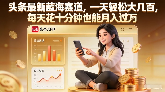 头条最新蓝海赛道，一天轻松大几张，每天花十分钟也能月入过1W【揭秘】-HEIXMI（中国站）