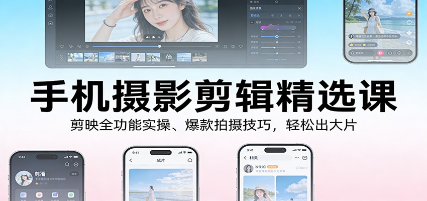 手机摄影剪辑精选课：剪映全功能实操、爆款拍摄技巧，轻松出大片-HEIXMI（中国站）