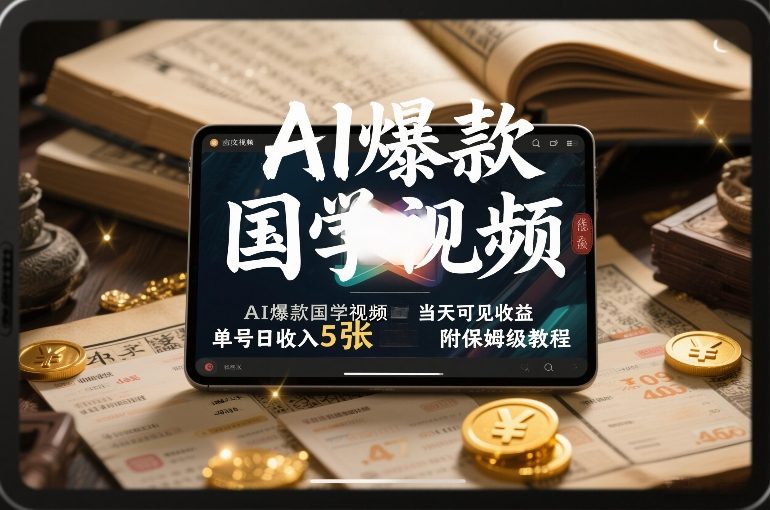 AI爆款国学视频，独家起号方法，小白直接上手，当天可见收益，单号日收入5张+附保姆级教程-HEIXMI（中国站）