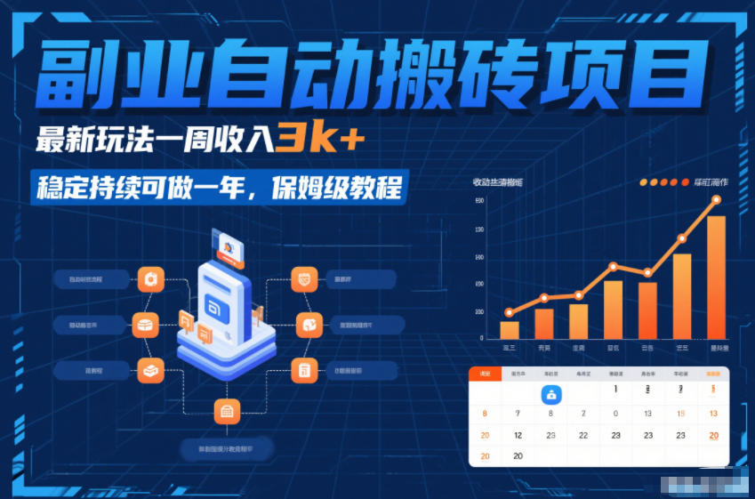 副业自动搬砖项目，最新玩法一周收入3k+，稳定持续可做一年，保姆级教程【揭秘】-HEIXMI（中国站）