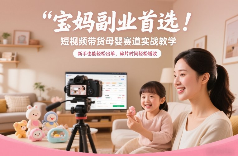 宝妈副业首选！短视频带货母婴赛道实战教学，新手也能轻松出单，碎片时间轻松增收-HEIXMI（中国站）