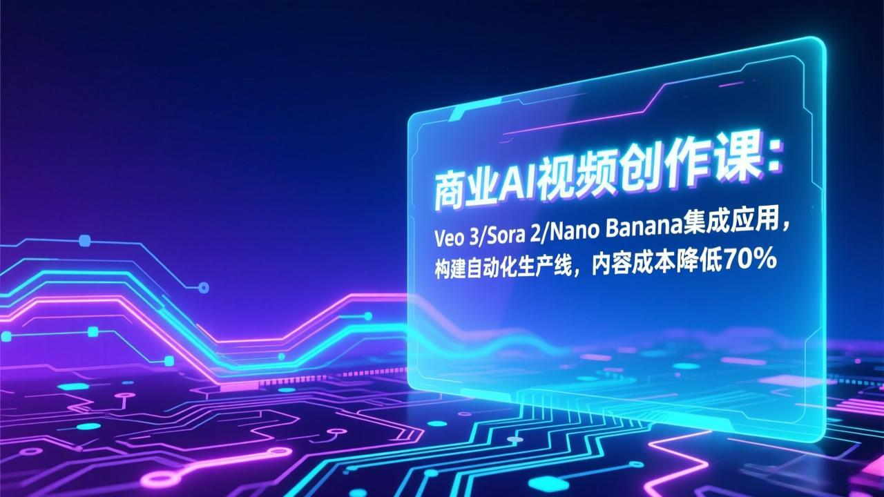 商业AI视频创作课：Veo 3/Sora 2/Nano Banana集成应用，构建自动化生产线，内容成本降低70%-HEIXMI（中国站）