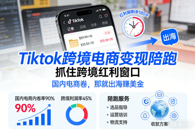 Tiktok跨境电商变现陪跑，抓住跨境红利窗口，国内电商卷，那就出海賺美金-HEIXMI（中国站）