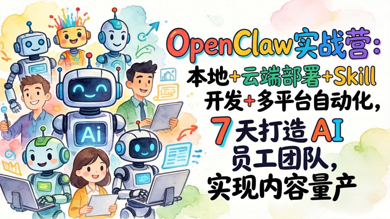 OpenClaw实战营：本地+云端部署+Skill开发+多平台自动化，7 天打造 AI 员工团队，实现内容量产-HEIXMI（中国站）