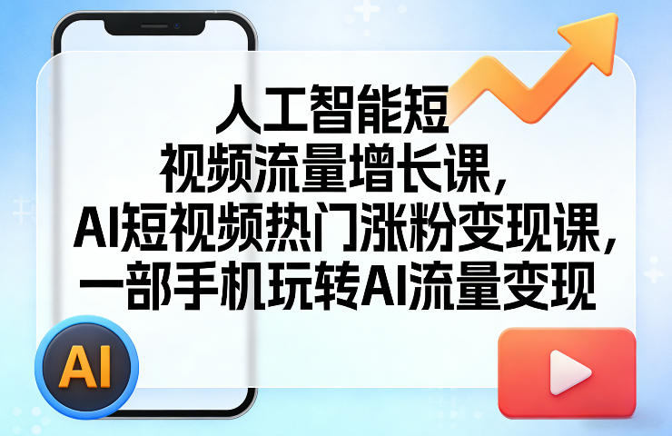 人工智能短视频流量增长课，AI短视频热门涨粉变现课，一部手机玩转AI流量变现-HEIXMI（中国站）