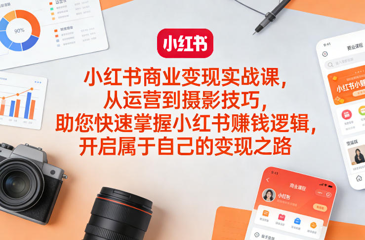 小红书商业变现实战课，从运营到摄影技巧，助您快速掌握小红书賺钱逻辑，开启属于自己的变现之路-HEIXMI（中国站）