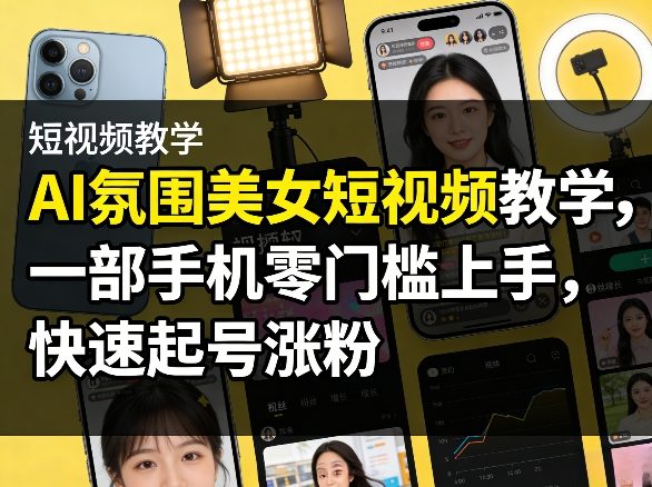 AI氛围美女短视频教学，一部手机零门槛上手，快速起号涨粉-HEIXMI（中国站）