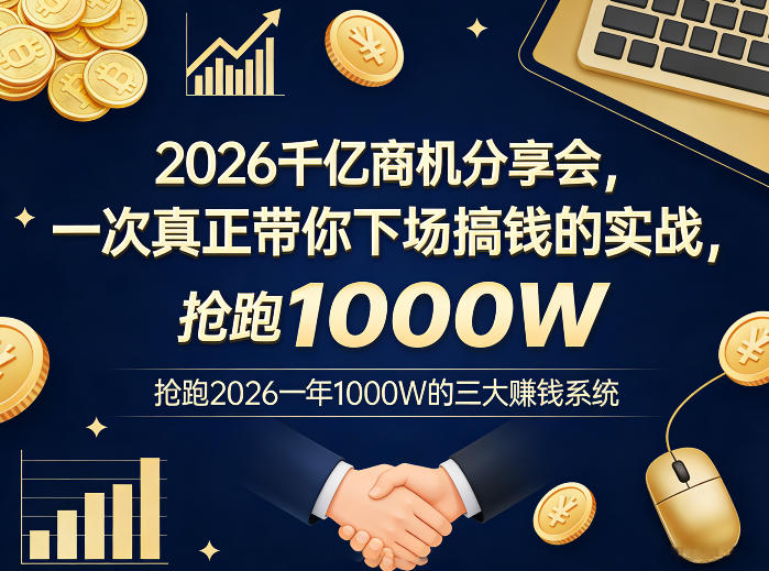 2026千亿商机分享会，一次真正带你下场搞钱的实战，抢跑2026一年1000W的三大賺钱系统-HEIXMI（中国站）