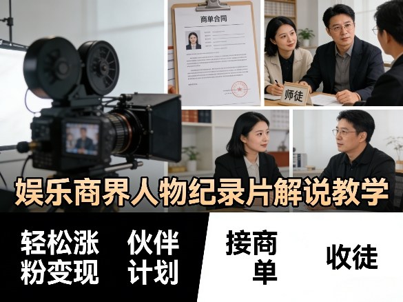 娱乐商界人物纪录片解说教学，轻松涨粉变现，伙伴计划，接商单，收徒等-HEIXMI（中国站）