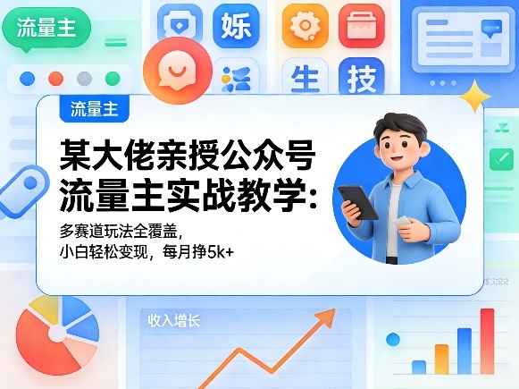 某大佬亲授公众号流量主实战教学：多赛道玩法全覆盖，小白轻松变现，每月多挣5k+-HEIXMI（中国站）