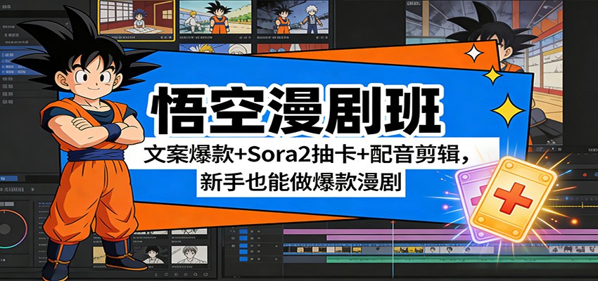 悟空漫剧班：文案爆款+Sora2抽卡+配音剪辑，新手也能做爆款漫剧-HEIXMI（中国站）