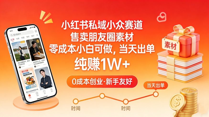 小红书私域小众赛道，售卖朋友圈素材，零成本小白可做，当天出单，月入1W+-HEIXMI（中国站）