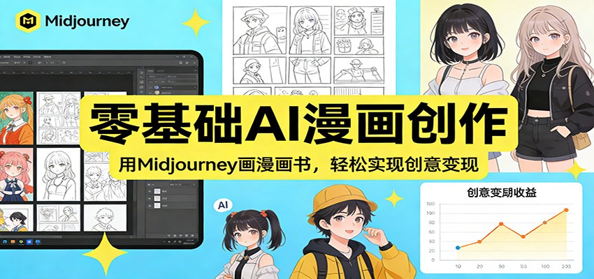 零基础AI漫画创作：用Midjourney画漫画书，轻松实现创意变现-HEIXMI（中国站）