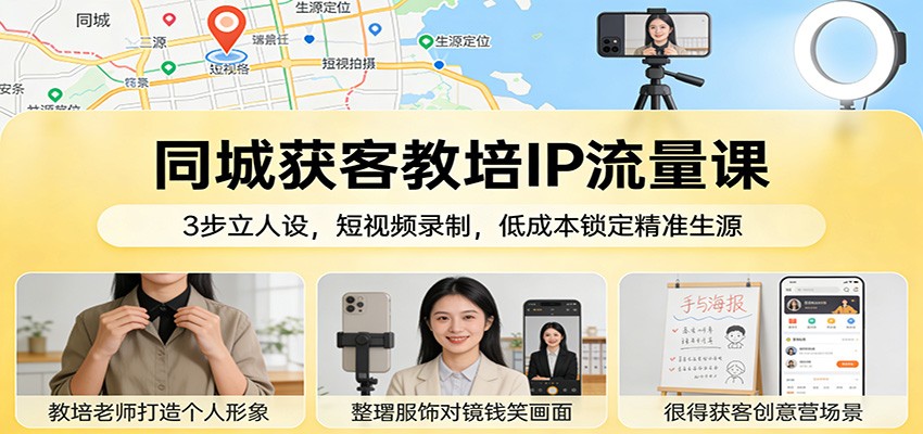 同城获客教培IP流量课：3步立人设，短视频录制，低成本锁定精准生源-HEIXMI（中国站）