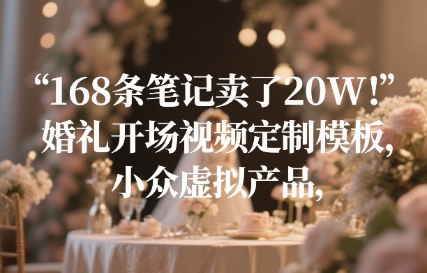 168条笔记卖了20W！婚礼开场视频定制模板，小众虚拟产品-HEIXMI（中国站）
