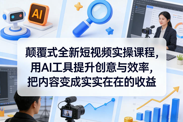 颠覆式全新短视频实操课程，用AI工具提升创意与效率，把内容变成实实在在的收益-HEIXMI（中国站）