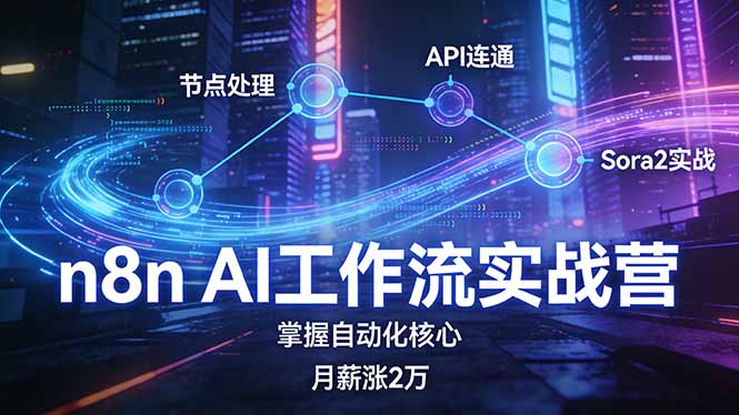 n8n AI工作流实战营，节点处理+API连通+Sora2实战，掌握自动化核心月薪涨2万-HEIXMI（中国站）