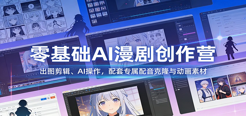零基础AI漫剧创作营：出图剪辑、AI操作，配套专属配音克隆与动画素材-HEIXMI（中国站）