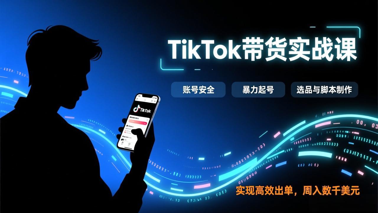 TikTok带货实战课，涵盖账号安全、暴力起号、选品与脚本制作，实现高效出单，周入数千美元-HEIXMI（中国站）