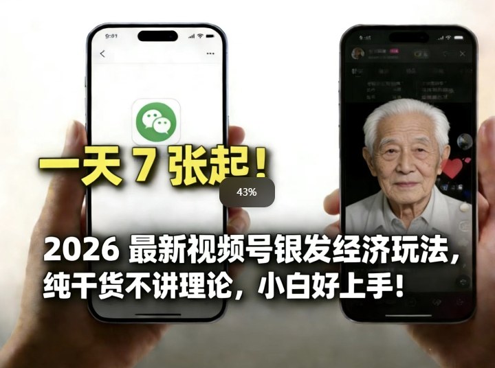 2026最新视频号银发经济玩法，轻松每天7张起，小白也可做-HEIXMI（中国站）