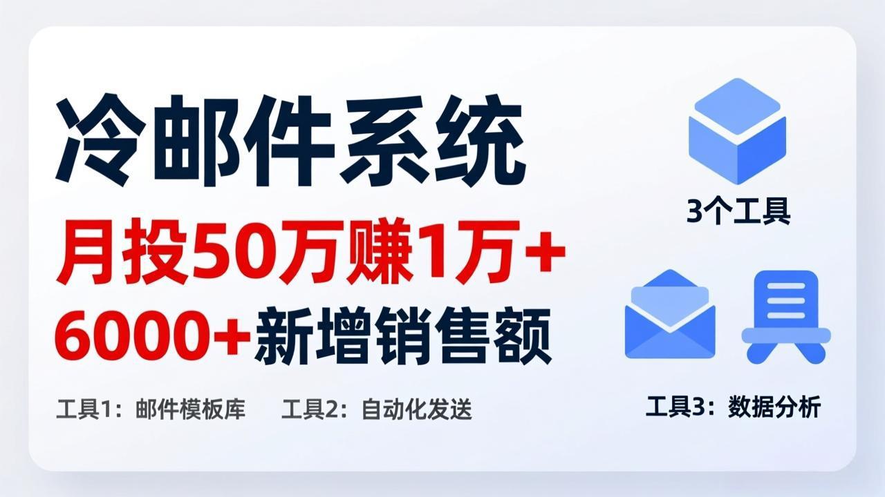 月投 50 刀赚 1 万 +！冷邮件系统：6000 + 新增销售额，靠 3 个工具轻松搞-HEIXMI（中国站）