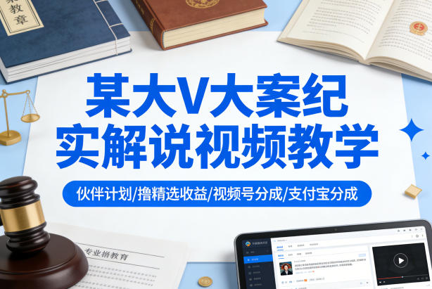 某大V大案纪实解说视频教学，可做伙伴计划、撸精选收益，视频号和支付宝分成计划均可-HEIXMI（中国站）