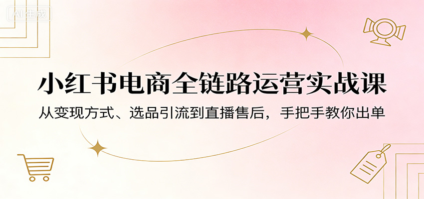 小红书电商全链路运营实战课：从变现方式、选品引流到直播售后，手把手教你出单-HEIXMI（中国站）