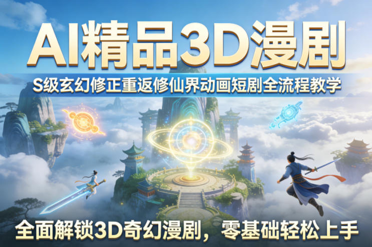 AI精品3D漫剧S级玄幻修正重返修仙界动画短剧全流程教学，全面解锁3D奇幻漫剧，零基础轻松上手-HEIXMI（中国站）