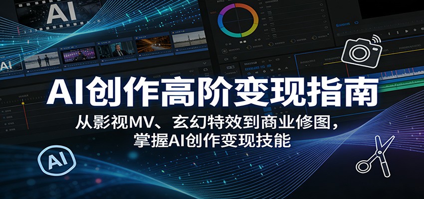 AI创作高阶变现指南：从影视MV、玄幻特效到商业修图，掌握AI创作变现技能-HEIXMI（中国站）