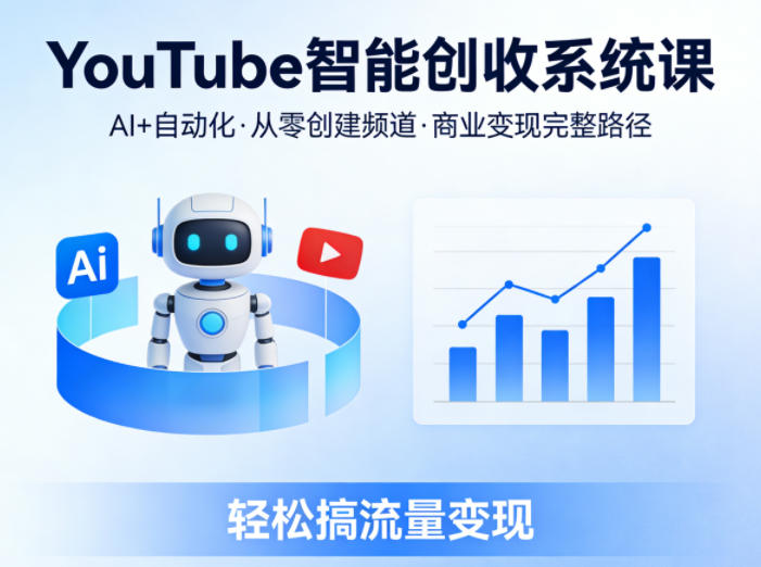 YouTube智能创收系统课，AI+自动化，从零创建YouTube频道并实现商业变现的完整路径，轻松搞流量变现-HEIXMI（中国站）