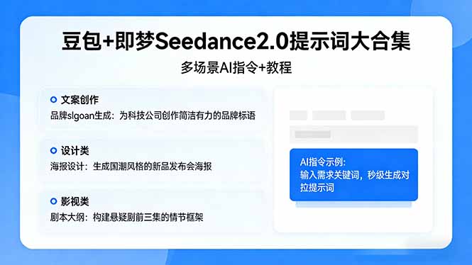 豆包+即梦Seedance2.0提示词大合集：多场景AI指令+教程，解锁文案、设计、影视高效创作-HEIXMI（中国站）