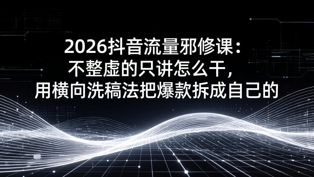 2026抖音流量邪修课：不整虚的只讲怎么干，用横向洗稿法把爆款拆成自己的-HEIXMI（中国站）