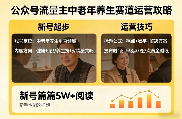 公众号流量主中老年养生赛道，新号篇篇5W+阅读，新手也能这样跑-HEIXMI（中国站）