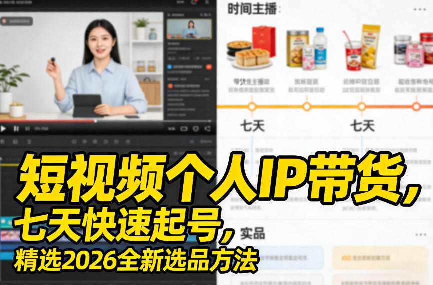 短视频个人IP带货，七天快速起号，精选2026全新选品方法-HEIXMI（中国站）