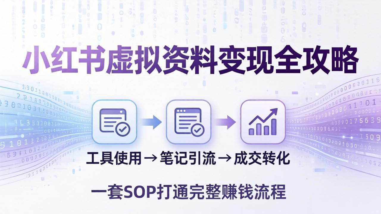 小红书虚拟资料变现全攻略：从工具使用到笔记引流成交，一套 SOP 打通完整赚钱流程-HEIXMI（中国站）