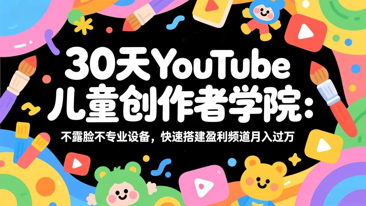 30天YouTube儿童创作者学院：不露脸不专业设备，快速搭建盈利频道月入过万-HEIXMI（中国站）