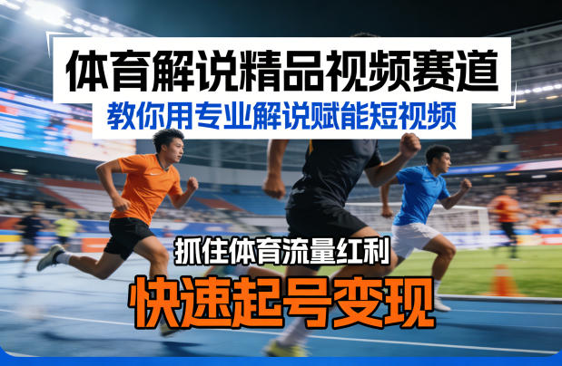 体育解说精品视频赛道，教你用专业解说赋能短视频，抓住体育流量红利，快速起号变现-HEIXMI（中国站）