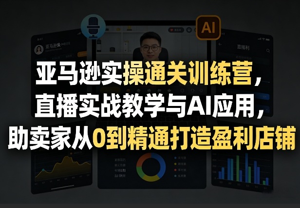 亚马逊实操通关训练营，直播实战教学与AI应用，助卖家从0到精通打造盈利店铺(更新3月)-HEIXMI（中国站）