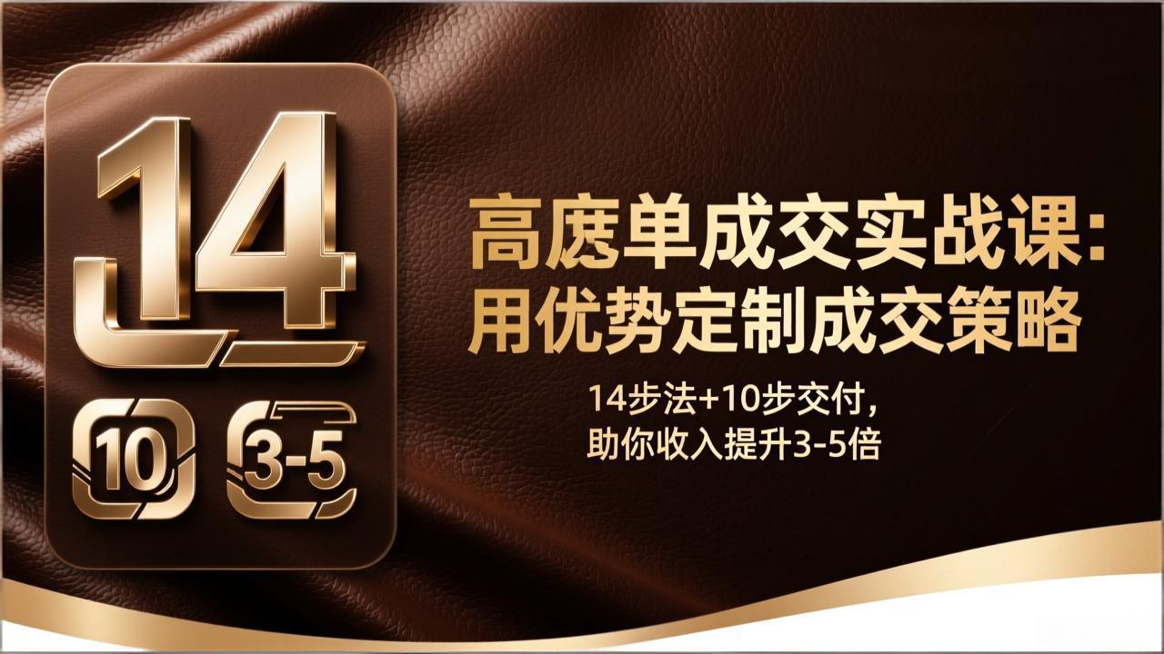 高客单成交实战课：用优势定制成交策略，14步法+10步交付，助你收入提升3-5倍-HEIXMI（中国站）