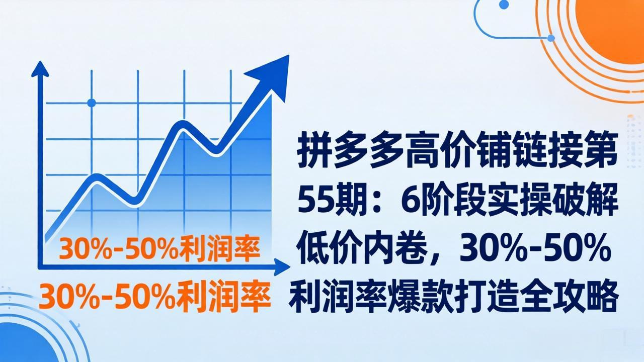 拼多多高价铺链接第55期：6阶段实操破解低价内卷，30%-50%利润率爆款打造全攻略-HEIXMI（中国站）