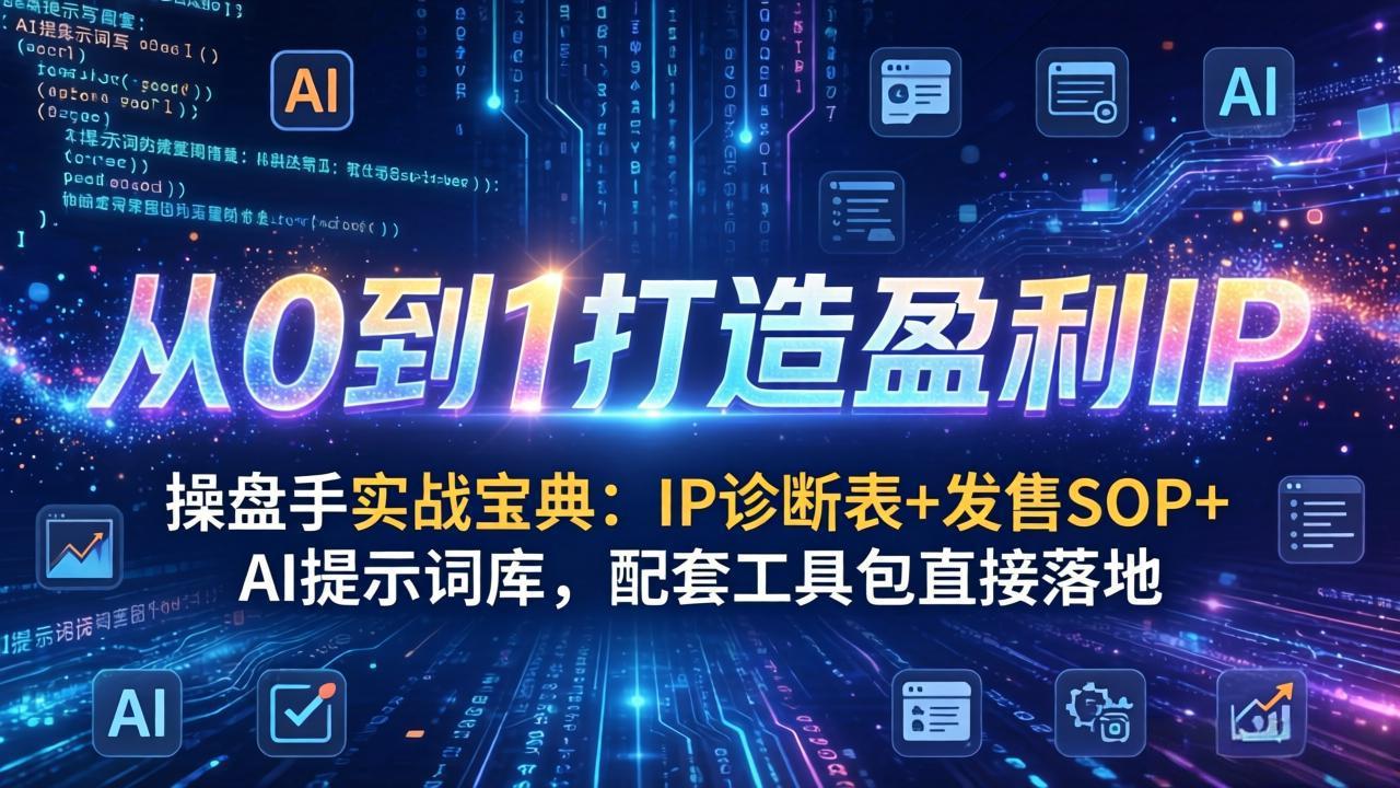 操盘手实战宝典：IP诊断表+发售SOP+AI提示词库，配套工具包直接落地，从0到1打造盈利IP-HEIXMI（中国站）