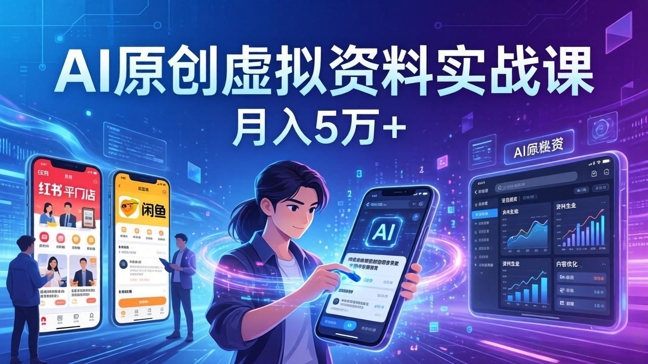 AI原创虚拟资料实战课：2026新机会，小红书闲鱼开店，普通人用AI轻松变现，月入5万+-HEIXMI（中国站）